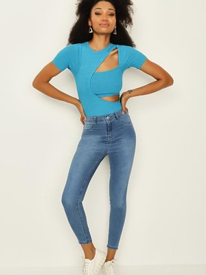 Blue Yüksek Bel Skinny Pantolon Blue Yüksek Bel Skinny Pantolon