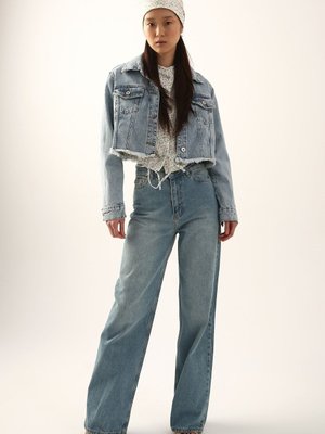 Mavi01 Koton Püsküllü Crop Denim Ceket