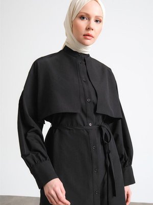 Rüzgarlıklı Coton Gömlek Siyah