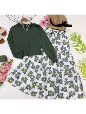 Kadın Etekli Takım Çiçekli