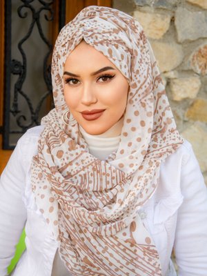 Vizon Beyaz Puanlı Hazır Şifon Şal