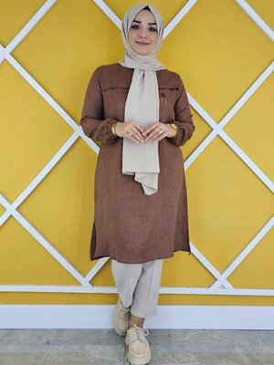 Kadın Aller Ve Taş Detaylı Tesettür Tunik