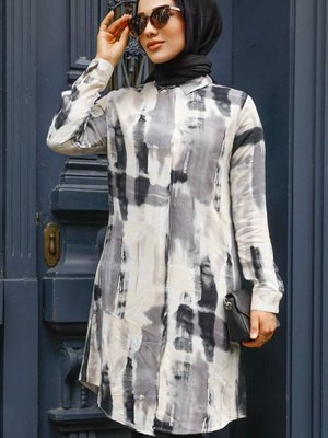 Desenli Siyah Tunik
