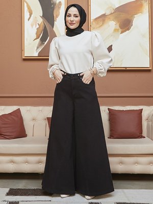 Siyah Denim Pantolon Etek