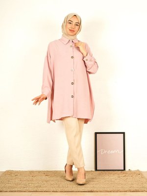 Düğmeli Uzun Gömlek Tunik