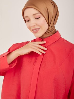 Manşeti Katlanabilen Modal Gömlek Kiraz