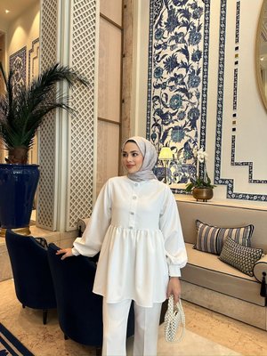 Ssdesing Özel Taşlı Düğmeli Krep Takım