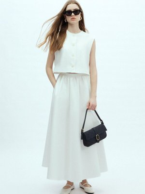 Önden Düğmeli Kısa Yelek Ekru