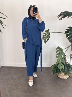 Şalvarlı Aerobin Takım İndigo Mavi Şalvarlı Aerobin Takım İndigo Mavi