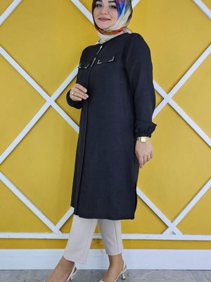 Kadın Aller Kesim Broş Detaylı Tesettür Tunik