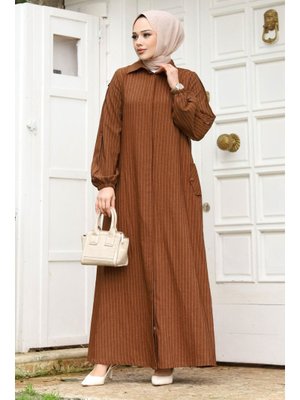 Kahverengi Arkası A Pileli Ferace