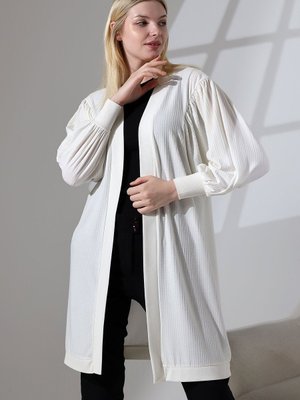 Yumuşak Dokulu Penye Balon Kol Büzgülü Esnekjakarlı Uzun & Hırka Yumuşak Dokulu Penye Balon Kol Büzgülü Esnekjakarlı Uzun & Hırka