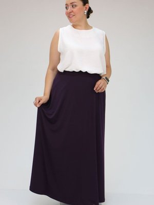 Mürdüm Büyük Beden Penye Basic Uzun Etek