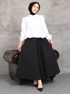 Beyaz Gipeli Kısa Bluz