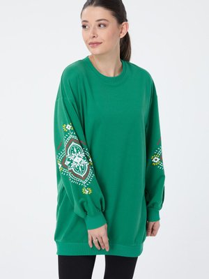 Düz Bisiklet Yaka Yeşil Sweat Düz Bisiklet Yaka Yeşil Sweat