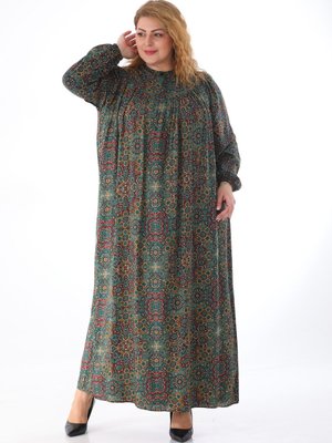 Anne Robalı Büyük Beden Elbise