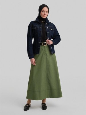 Denim Kloş Etek Yeşil