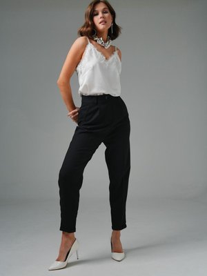 Siyah Bilek Boy Pileli Double Paça Pantolon