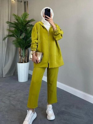 Fermuarlı Spor Takım Yağ Yeşili