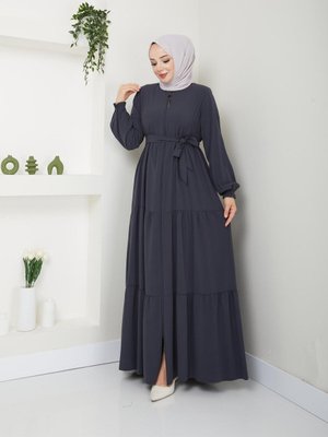 Kat Kat Büzgülü Ferace Robali Soft Krep Kat Kat Büzgülü Ferace Robali Soft Krep