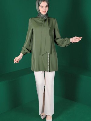 Bağlama Detaylı Nakışlı Tunik