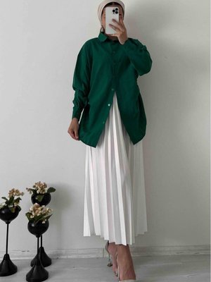 Işıltı Denye Pliseli Etek Beyaz Işıltı Denye Pliseli Etek Beyaz