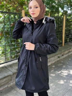 Kısa Bondit Mont Siyah