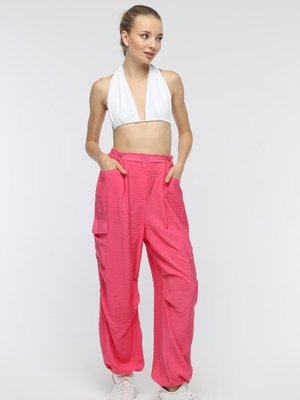 Fuşya Kargo Cepli Lastikli Spor Pantolon Fuşya Kargo Cepli Lastikli Spor Pantolon