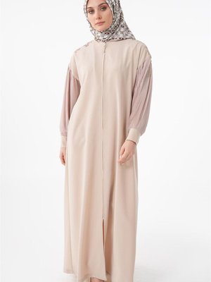 Omuzları Taşlı İnce Piliseli Kum Beji Giy Çık