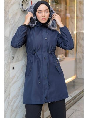 Lacivert İçi Kürklü Mont Lacivert İçi Kürklü Mont