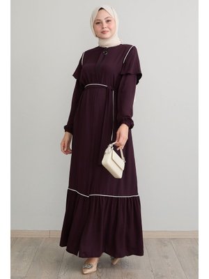 Kolu Kat Detay Biyeli Mürdüm Ferace