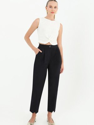 Siyah Koton Pensli Pantolon