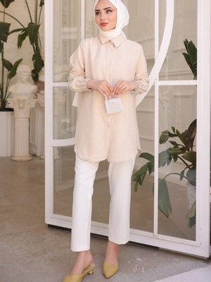 Bej Kol Taşlı Ayrobin Gömlek