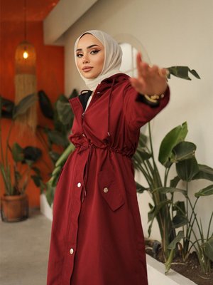 Belden Bağıcıklı Trençkot Bordo Belden Bağıcıklı Trençkot Bordo