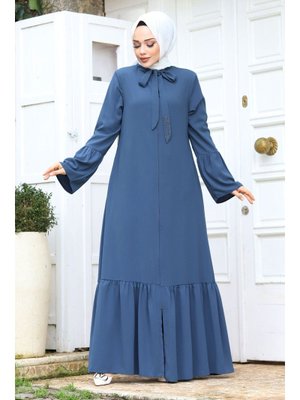 Kolu Volanlı Yakası Bağlama Detaylı Ferace Kolu Volanlı Yakası Bağlama Detaylı Ferace