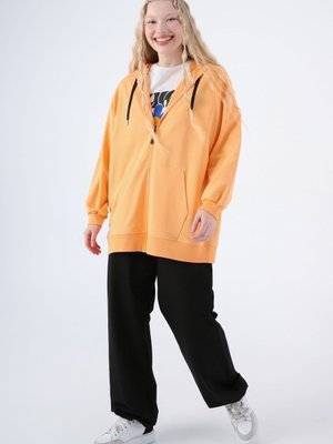 Somon Pamuklu Oversize Kapüşonlu Sweat Hırka Somon Pamuklu Oversize Kapüşonlu Sweat Hırka