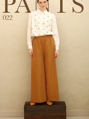 Sütlü Kahve Beli Lastikli Bol Paça Doğal Kumaş Pantolon