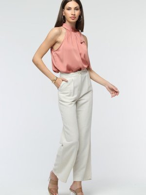 Ekru Keten Yazlık Bol Paça Pantolon Ekru Keten Yazlık Bol Paça Pantolon