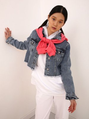 Mavi Koton Püsküllü Crop Denim Ceket