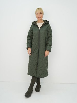 Baklava Desen Şişme Mont Yeşil Bol Kalıp