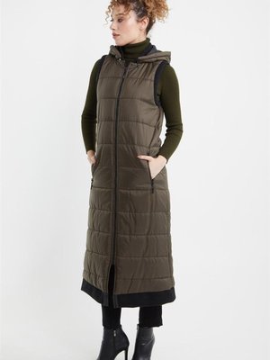 Örgü Detaylı Uzun Haki Yelek Örgü Detaylı Uzun Haki Yelek