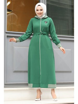 Boydan Fermuarlı Arma Detaylı Ribanalı Kap