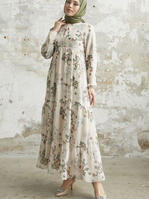 Lavi Püskül Detay Şifon Elbise Yeşil