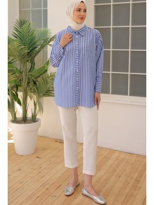 Lacivert Çizgili Gömlek
