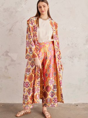 Şifon Astarlı Saten Kimono Kap Şifon Astarlı Saten Kimono Kap