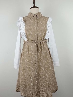 Volan Detaylı Tunik Vizon