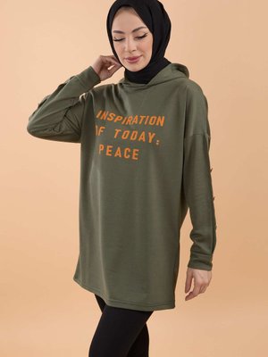 Düz Bisiklet Yaka Haki Sweat Düz Bisiklet Yaka Haki Sweat