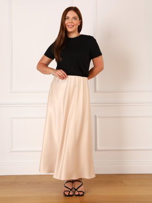 Açık Bej Büyük Beden Etek