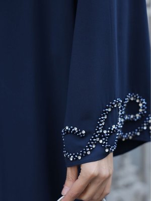 Özel Tasarım El İşlemeli Kristal Boncuklu Ferace