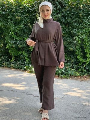 Kahve Tuniği Kemerli Takım Kahve Tuniği Kemerli Takım